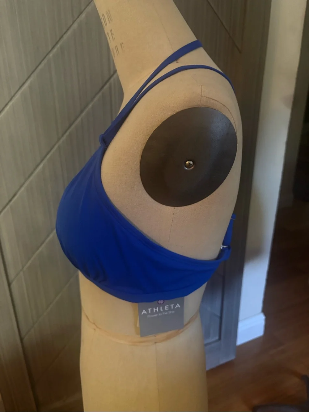 NWT Athleta Scoop Bikini Casp Swim Top Royal Blue Criss Cross Back Size Large